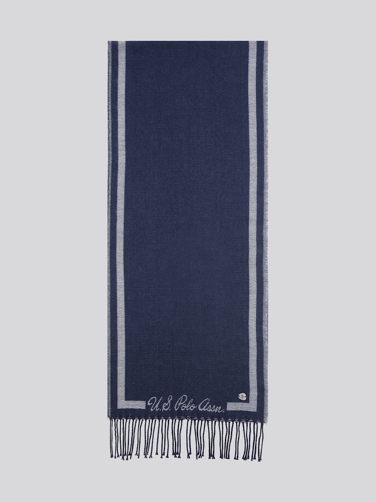 U.S. Polo Assn. Blue Womens Monogram Border Scarf - Image 1 of 3