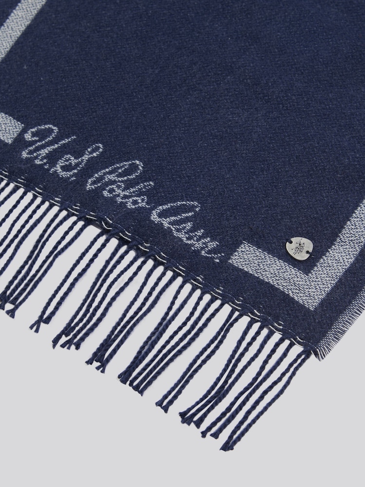 U.S. Polo Assn. Blue Womens Monogram Border Scarf - Image 3 of 3