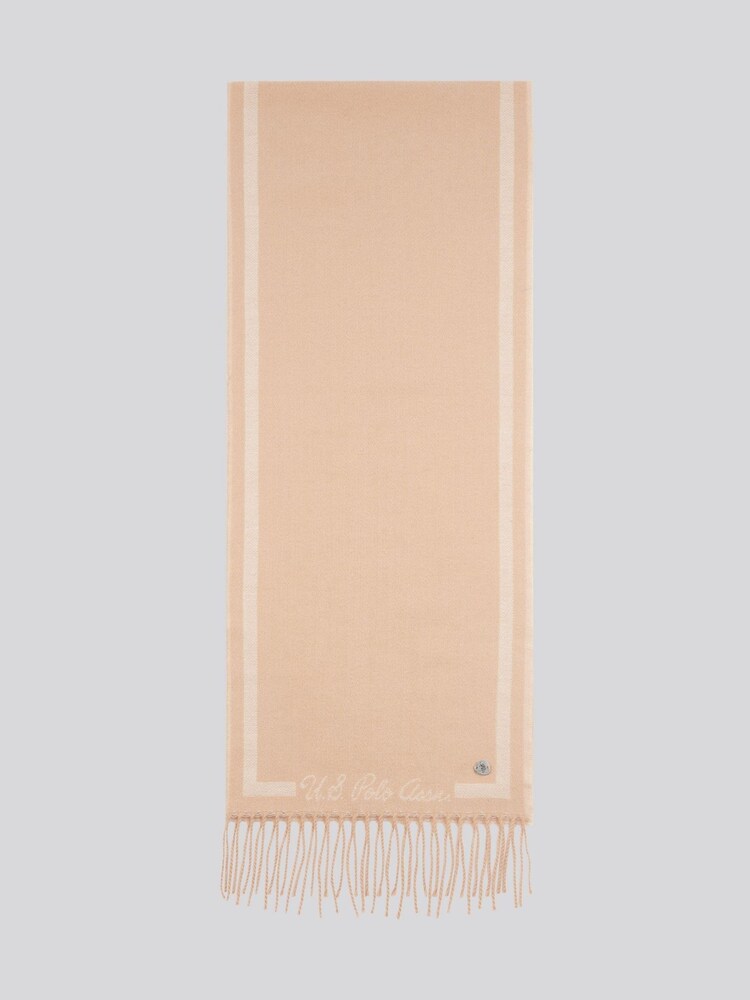 U.S. Polo Assn. Natural Womens Monogram Border Scarf - Image 1 of 2