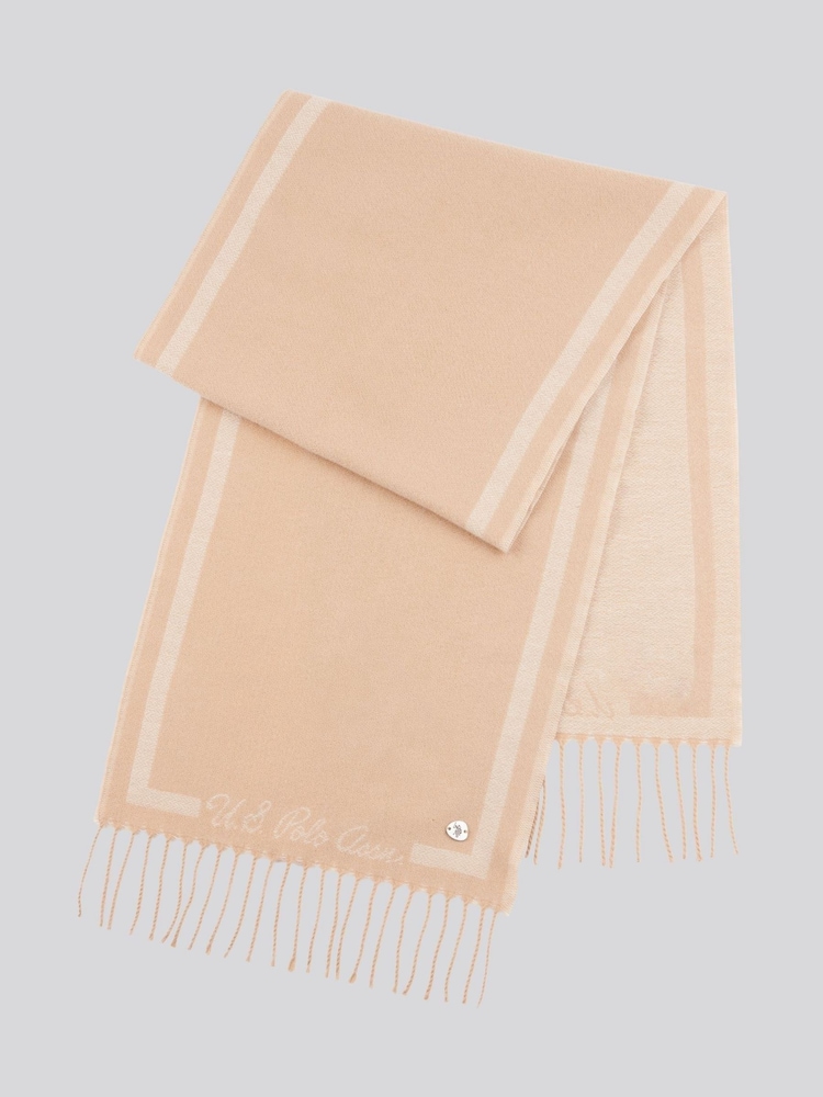 U.S. Polo Assn. Natural Womens Monogram Border Scarf - Image 2 of 2