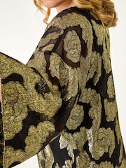 Roman Metallic Curve Floral Print Foil Kimono - Image 5 of 5