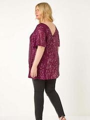 Rojo - Roman Curve Flare Sleeve Sequin Top - Imagen 2 de 5
