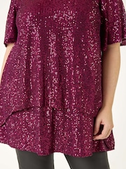 Rojo - Roman Curve Flare Sleeve Sequin Top - Imagen 4 de 5
