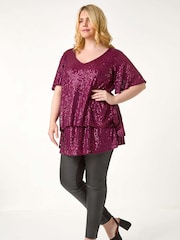 Rojo - Roman Curve Flare Sleeve Sequin Top - Imagen 5 de 5