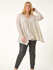 Roman Metallic Curve Sequin V-Neck Stretch Vest - Image 6 of 9