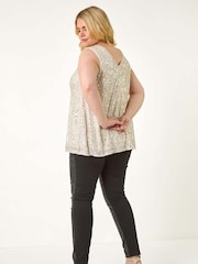 Roman Metallic Curve Sequin V-Neck Stretch Vest - Image 7 of 9