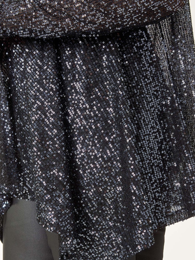 Roman Grey Curve Sequin Waterfall Front Cardigan - Image 5 of 5