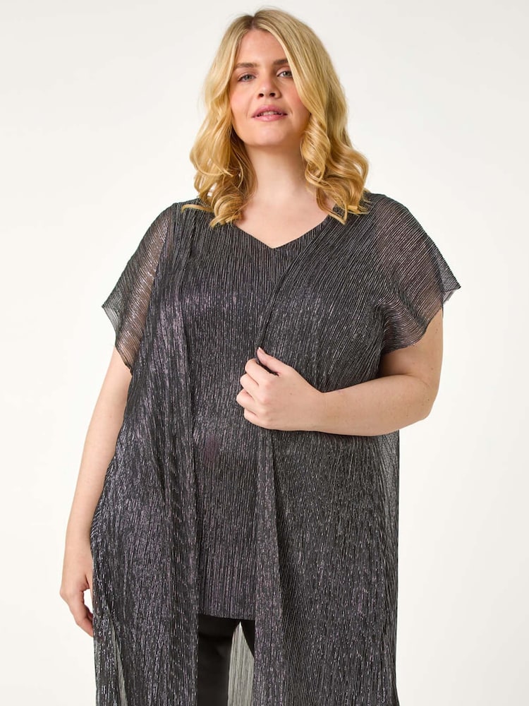 Roman Metallic Curve Plisse 2 In 1 Top - Image 1 of 5