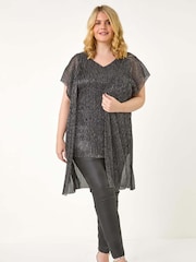 Roman Metallic Curve Plisse 2 In 1 Top - Image 3 of 5