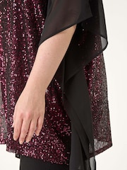 Roman Red Curve Full Sequin Chiffon Overlay Top - Image 5 of 5