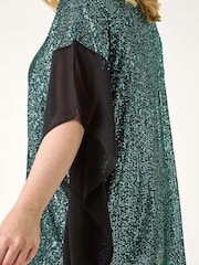 Roman Green Curve Full Sequin Chiffon Overlay Top - Image 5 of 5