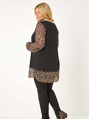Roman Brown Curve Animal Print 2 In 1 Top - Image 5 of 7