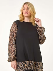 Roman Brown Curve Animal Print 2 In 1 Top - Image 6 of 7