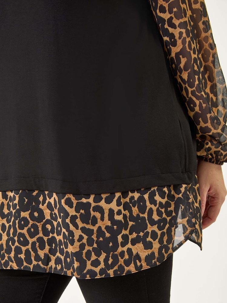Roman Brown Curve Animal Print 2 In 1 Top - Image 7 of 7