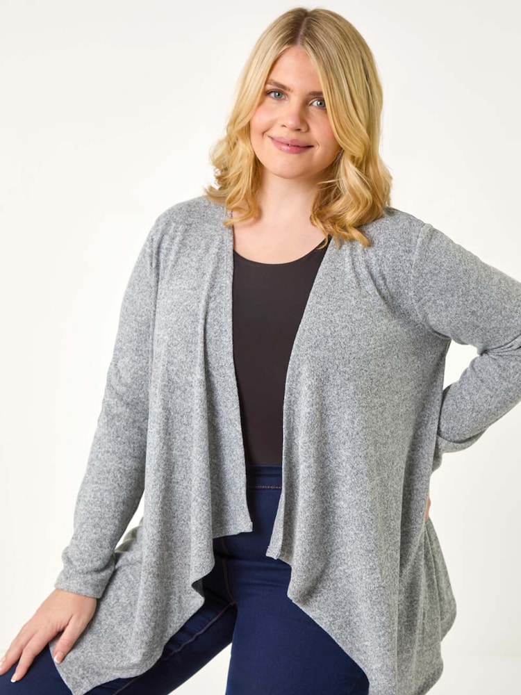 Roman Grey Curve Waterfall Front Jersey Cardigan - Image 1 of 5