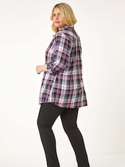 Roman Pink Curve Metallic Checkered Overshirt - Image 4 of 5