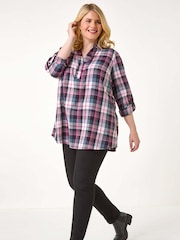 Roman Pink Curve Metallic Checkered Overshirt - Image 5 of 5