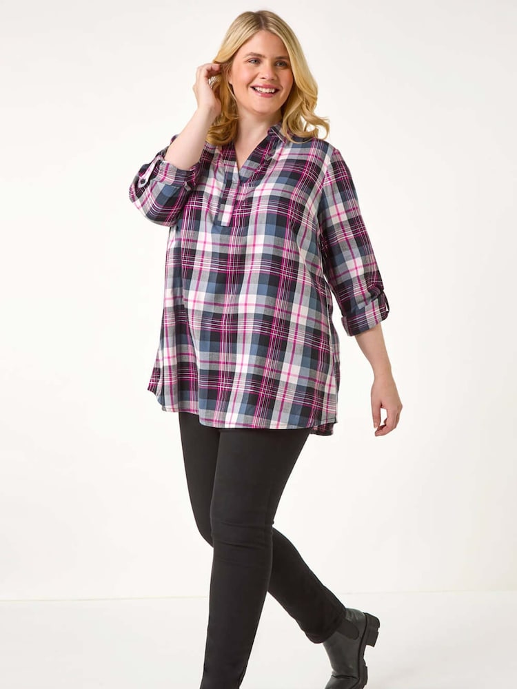 Roman Pink Curve Metallic Checkered Overshirt - Image 5 of 5