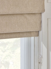 Natural Ready Made Blackout and Thermal Soft Marl Roman Blind - Image 4 of 7