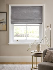 Grey Ready Made Blackout and Thermal Soft Marl Roman Blind - Image 1 of 8