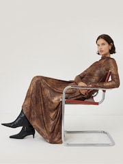 Jigsaw Metallic Brushed Bronze Draped Dress - Image 3 of 7