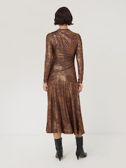 Jigsaw Metallic Brushed Bronze Draped Dress - Image 5 of 7