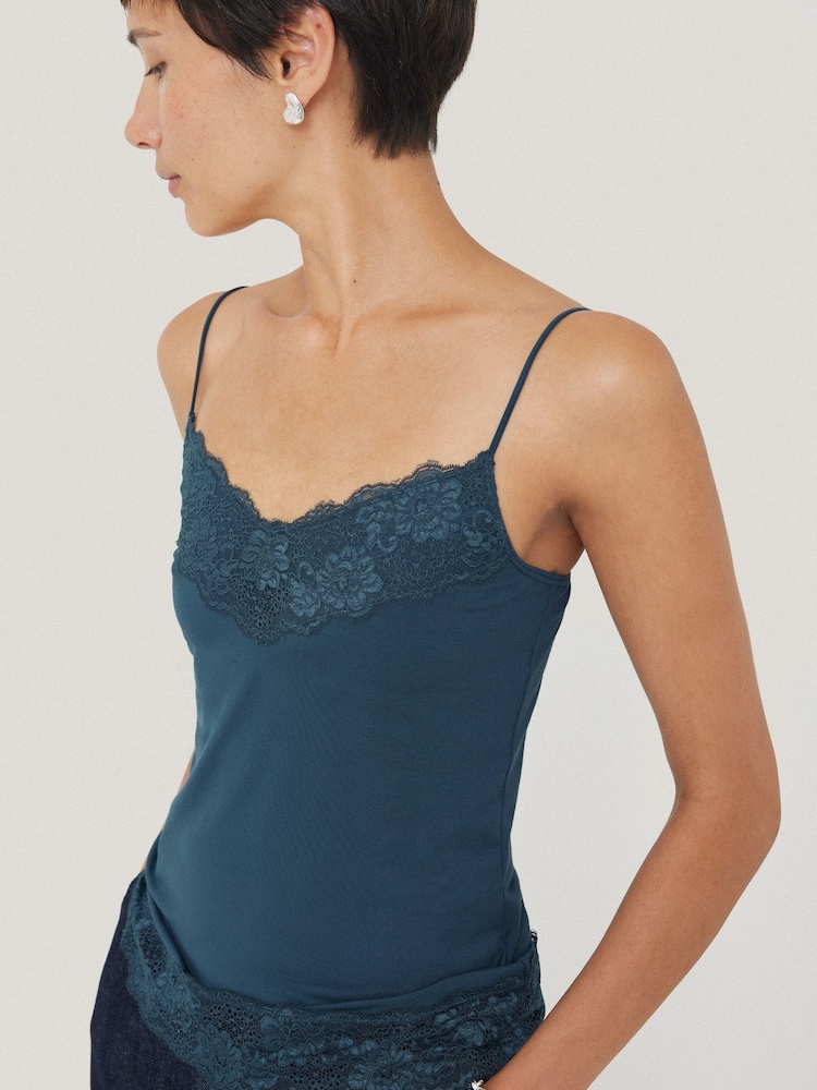 Jigsaw Blue Modal Lace Vest - Image 2 of 5