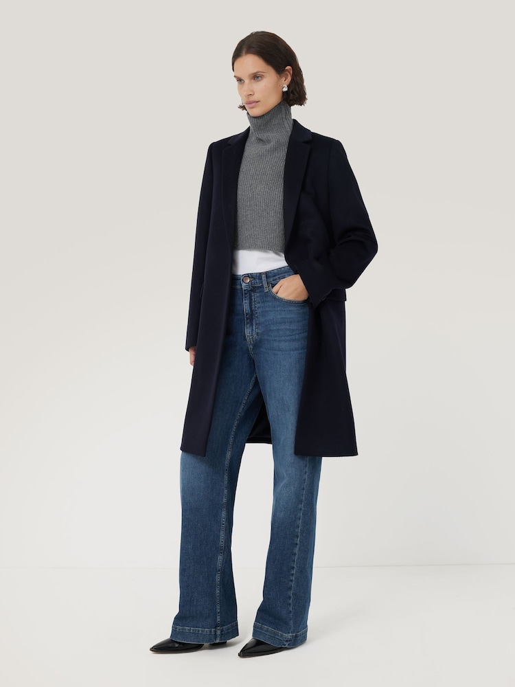 Jigsaw Grey Wool Cashmere Roll Neck Bib - Image 2 of 5 Jigsaw Grey Wool Cashmere Roll Neck Bib - Image 2 of 5
