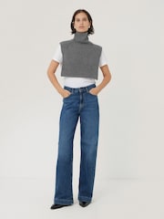 Jigsaw Grey Wool Cashmere Roll Neck Bib - Image 3 of 5