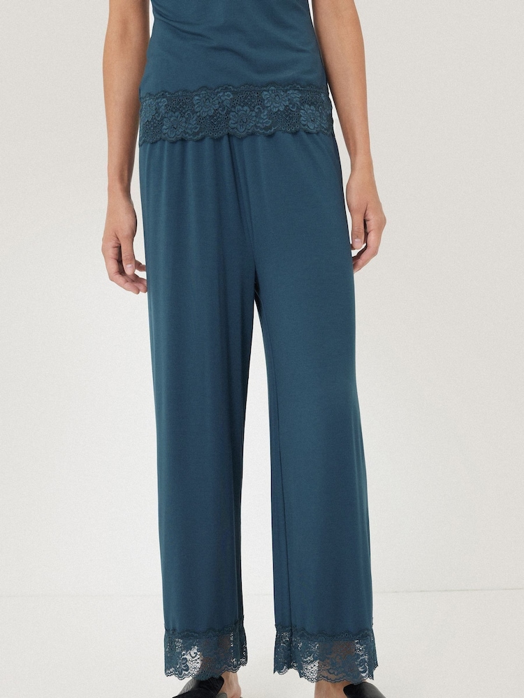 Jigsaw Blue Modal Lace Trousers - Image 1 of 5
