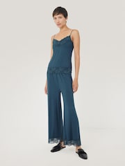 Jigsaw Blue Modal Lace Trousers - Image 3 of 5