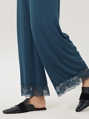Jigsaw Blue Modal Lace Trousers - Image 4 of 5