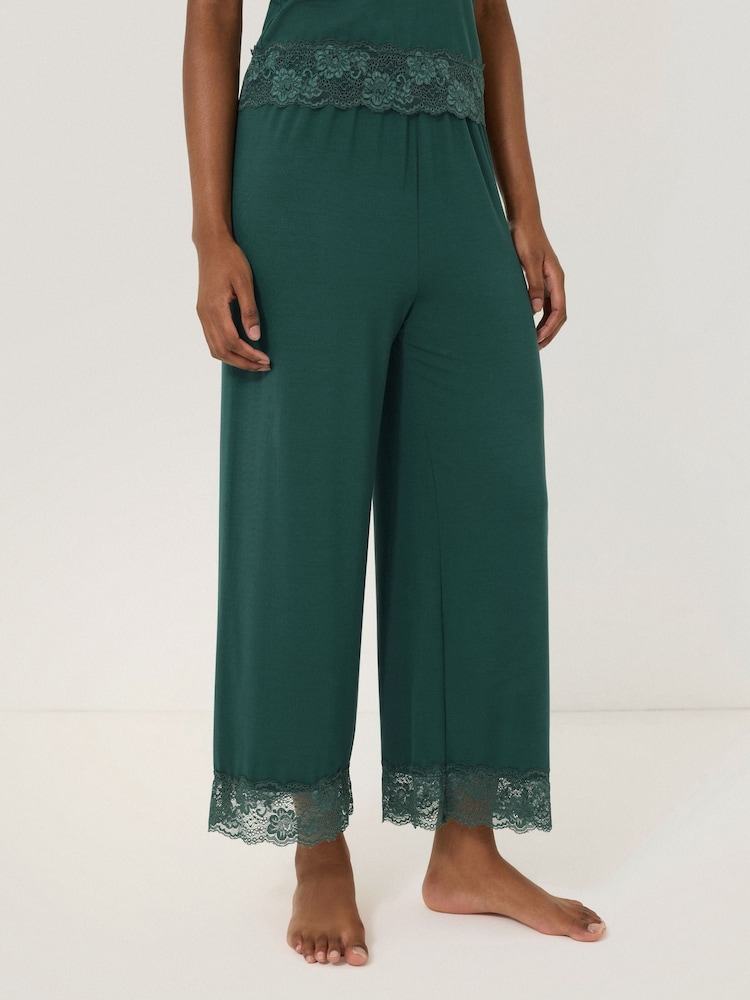 Jigsaw Green Modal Lace Trousers - Image 1 of 7