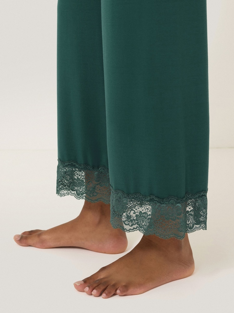 Jigsaw Green Modal Lace Trousers - Image 2 of 7
