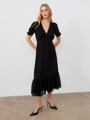 Finery Black Loretta Georgette Midi Dress - Image 1 of 4
