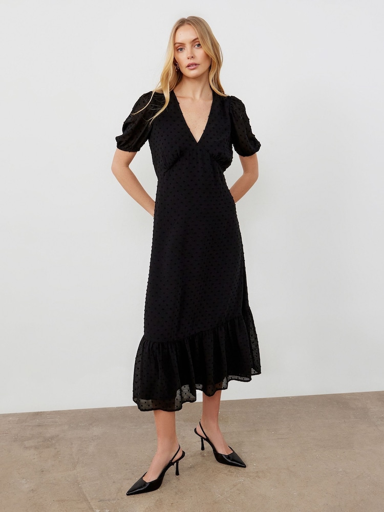 Finery Black Loretta Georgette Midi Dress - Image 1 of 4