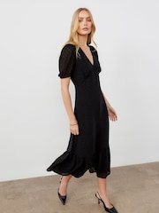 Finery Black Loretta Georgette Midi Dress - Image 3 of 4