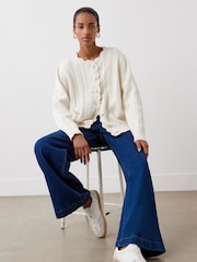 Finery White Sadie Ivory Button Front Cardigan - Image 5 of 5