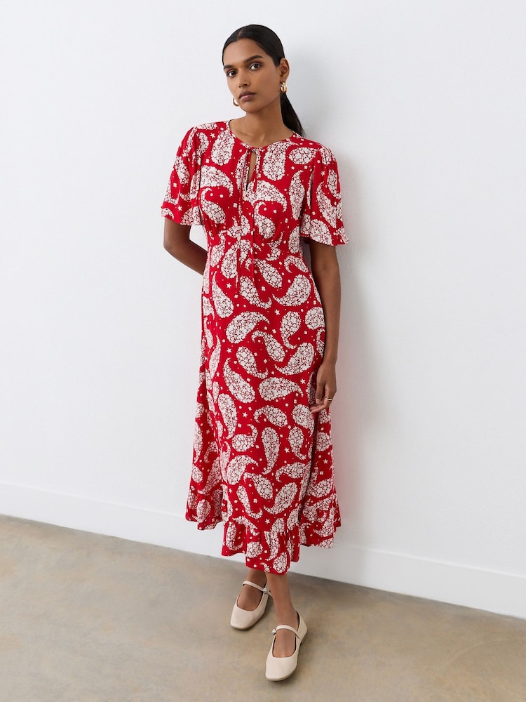 Finery Red Isabelle Heavy Crepe Midi Dress - Image 5 of 5 Finery Red Isabelle Heavy Crepe Midi Dress - Image 5 of 5