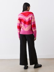 Finery Pink Minnie Pink Abstract Print Knitted Jumper - Image 2 of 4