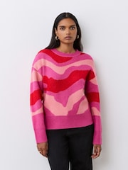 Finery Pink Minnie Pink Abstract Print Knitted Jumper - Image 4 of 4