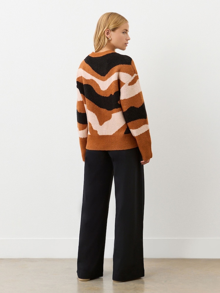 Finery Brown Minnie Brown Abstract Print Knitted Jumper - Image 2 of 4 Finery Brown Minnie Brown Abstract Print Knitted Jumper - Image 2 of 4