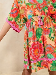 Lipsy Pink Multi Floral Crinkle Texture Kaftan (5-16yrs) - Image 4 of 4