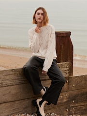 Finery White Odette Ivory Cotton Round Neck Jumper - Image 1 of 5
