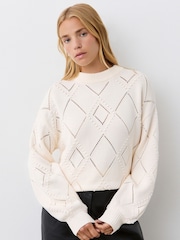 Finery White Odette Ivory Cotton Round Neck Jumper - Image 2 of 5