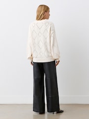 Finery White Odette Ivory Cotton Round Neck Jumper - Image 3 of 5