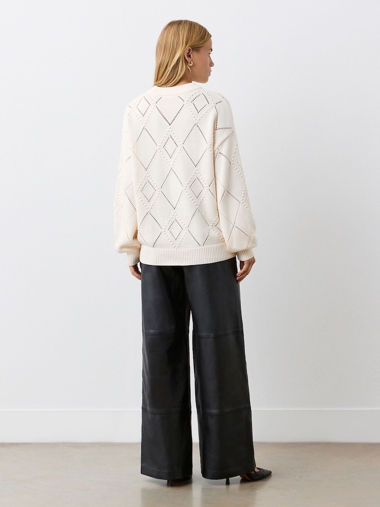 Finery White Odette Ivory Cotton Round Neck Jumper - Image 3 of 5