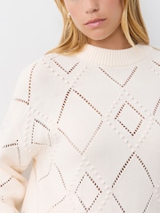 Finery White Odette Ivory Cotton Round Neck Jumper - Image 4 of 5