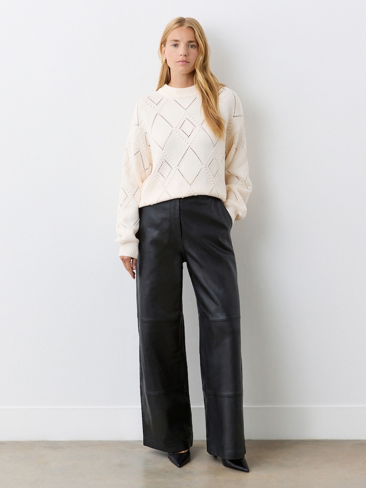 Finery White Odette Ivory Cotton Round Neck Jumper - Image 5 of 5