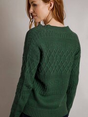 Weird Fish Green Amiens Eco Outfitter Mixed Stitch Cardigan - Image 3 of 6